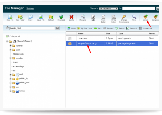 Feltöltés után | Drupal 7 telepítése CPANEL tárhelyre Feltöltés után | Drupal 7 telepítése CPANEL tárhelyre
