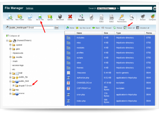 Átmozgatás | Drupal 7 telepítése CPANEL tárhelyre Átmozgatás | Drupal 7 telepítése CPANEL tárhelyre