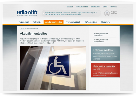 Mikrolift - akadálymentesítés