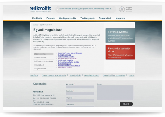 Mikrolift - egyedi megoldások