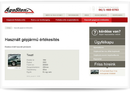 Gépjármű flottakezelés - használt gépjármű értékesítés
